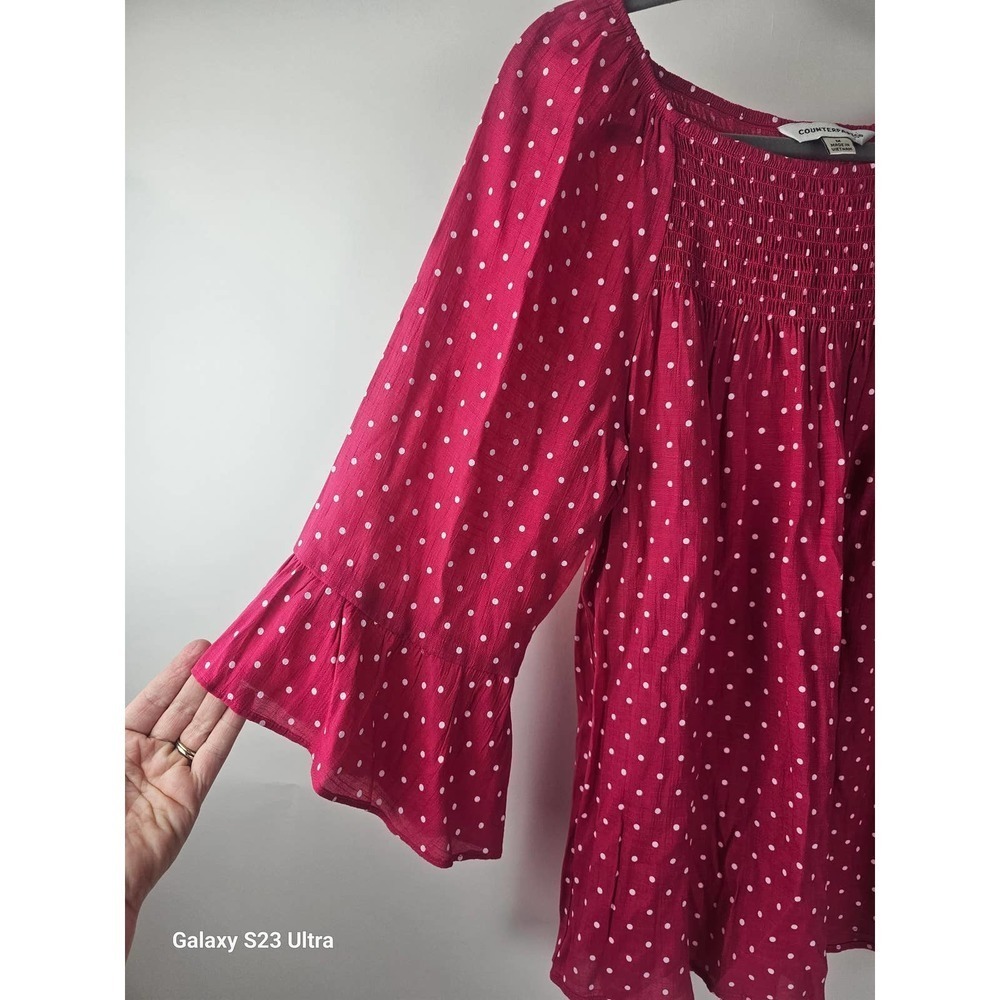 Women's szM, Counterparts pink polka dot blouse - Picture 4 of 7